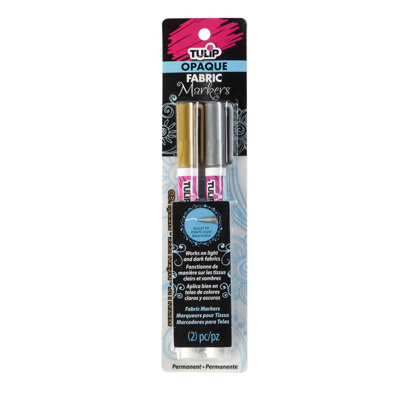 Tulip® Opaque Fabric Markers, Metallic Gold & Silver